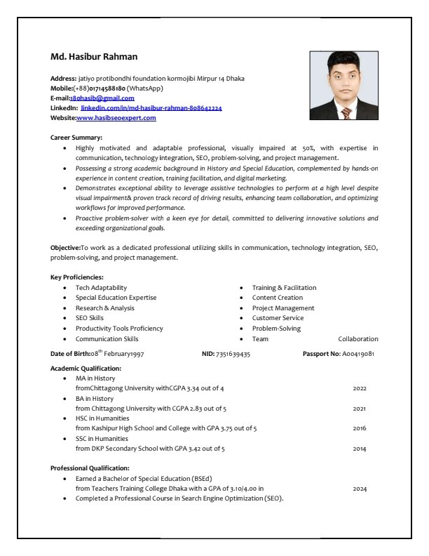 CV Md. Hasibur Rahman